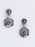 Anouk Silver Plated Cubic Zirconia Studded Contemporary Drop Subang
