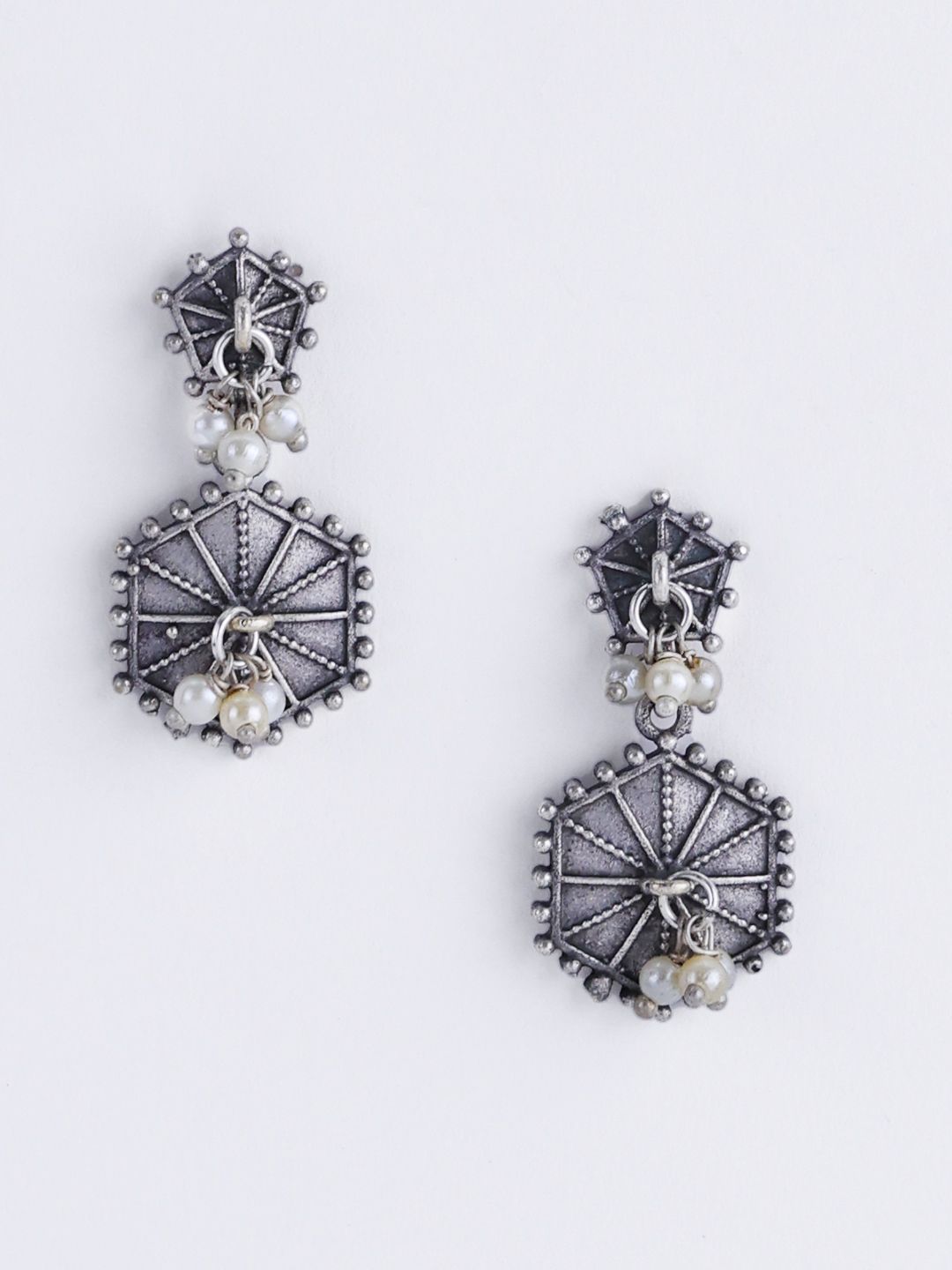 Anouk Silver Plated Cubic Zirconia Studded Contemporary Drop Subang