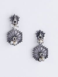 Anouk Silver Plated Cubic Zirconia Studded Contemporary Drop Subang