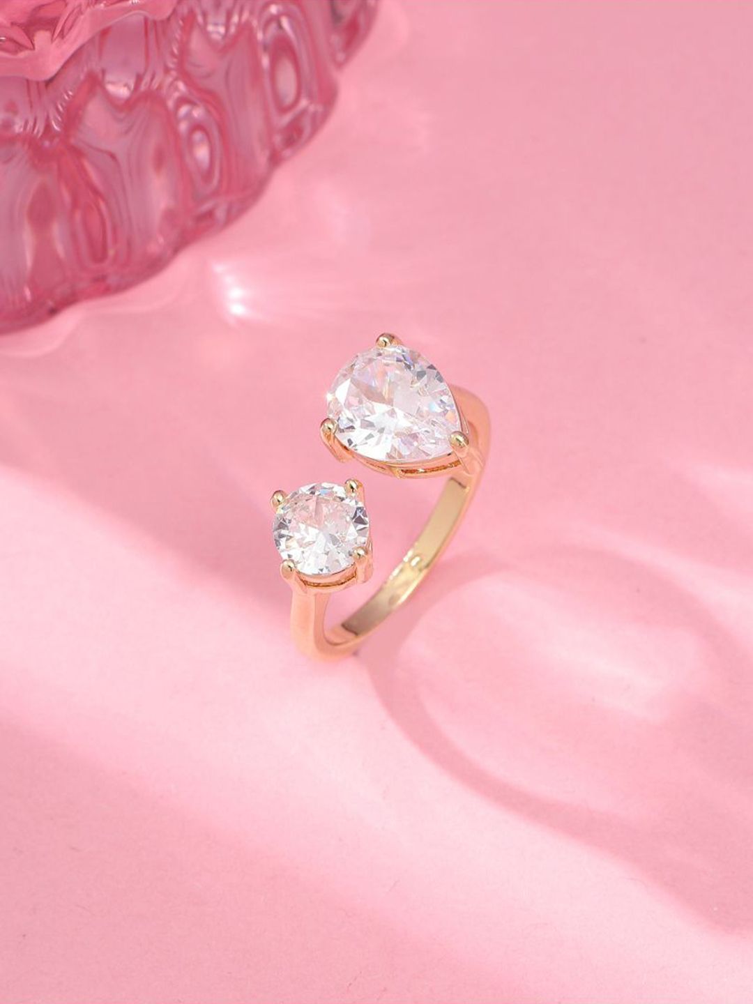 Cincin Open Pear Pear Salty American Toi-Et-Moi Ring untuk Wanita & Gadis Cincin Jari