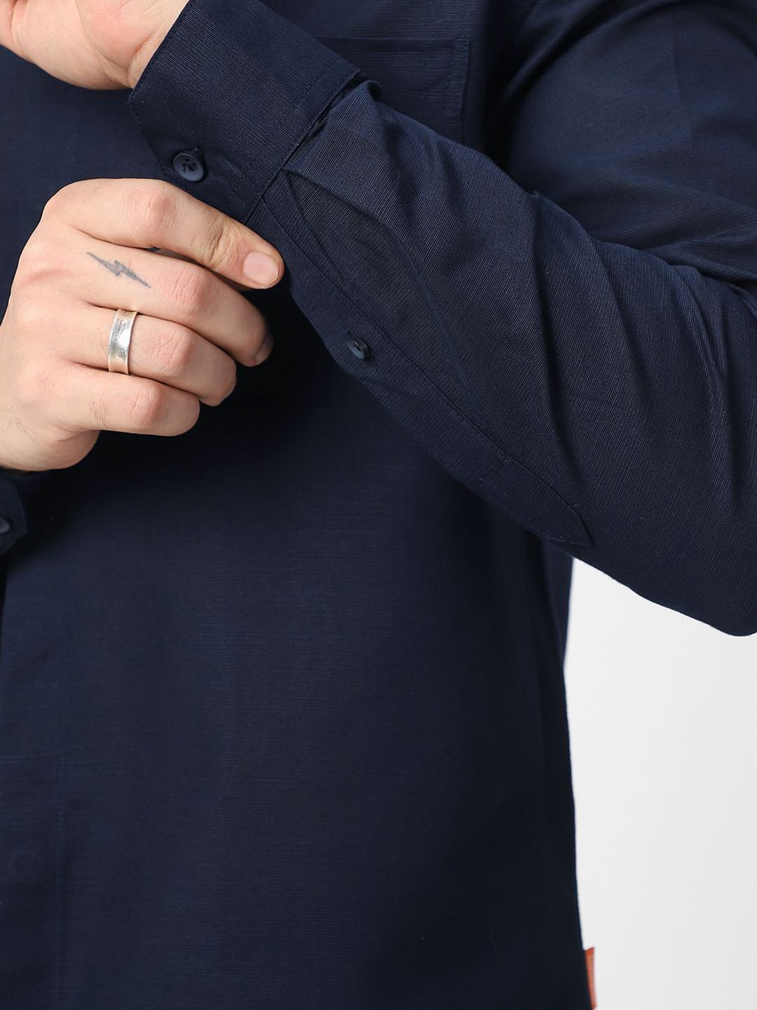 Urbano Fashion Men Club Collar Solid Cotton Casual Shirt