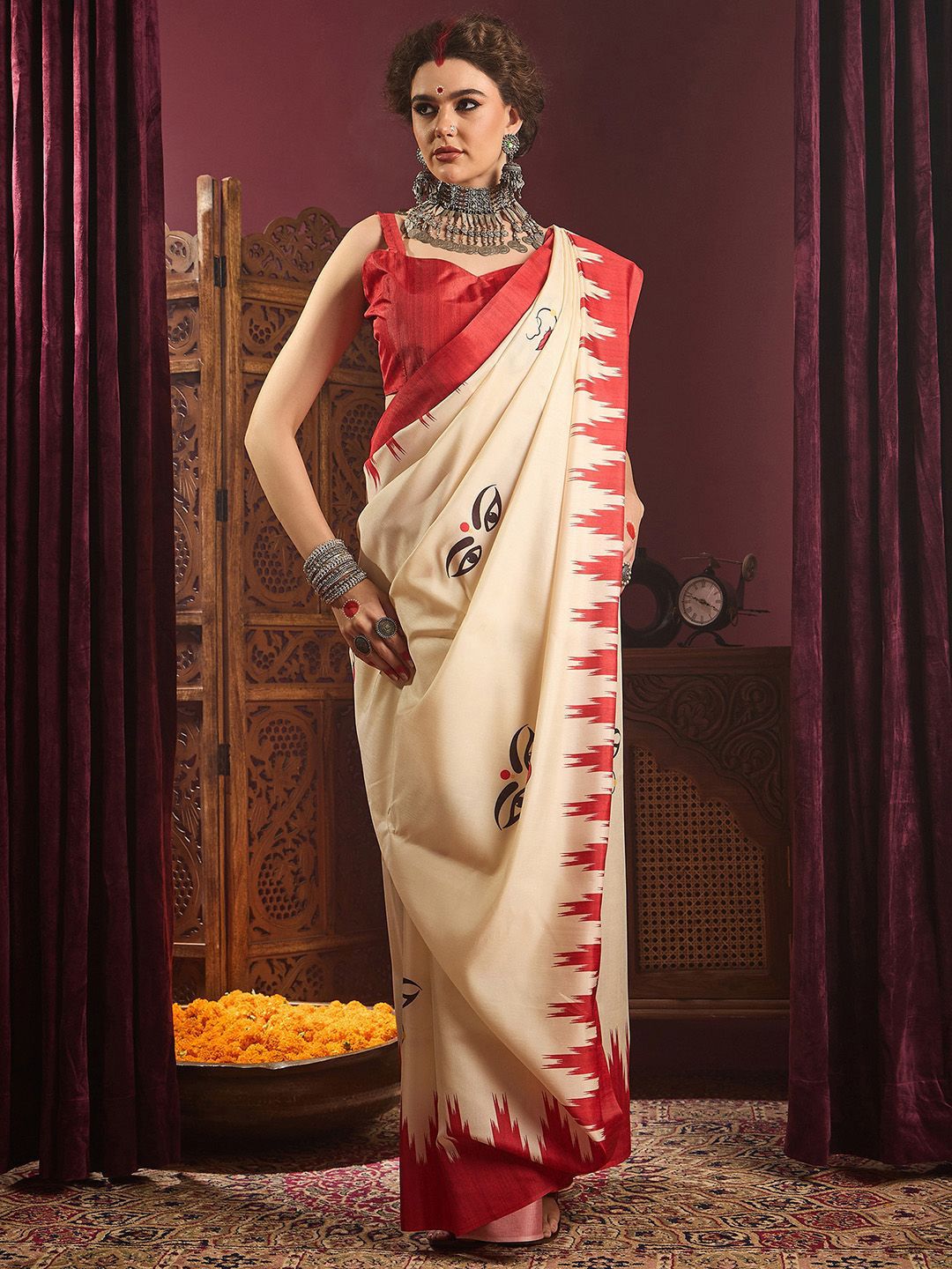 Saree mall Ethnic Motifs Printed Saree With Blouse Piece