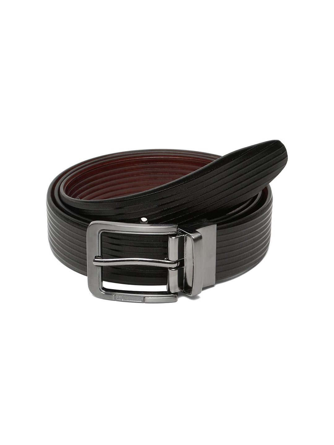 Teakwood Leathers Men Textured Leather Reversible Formal Belt