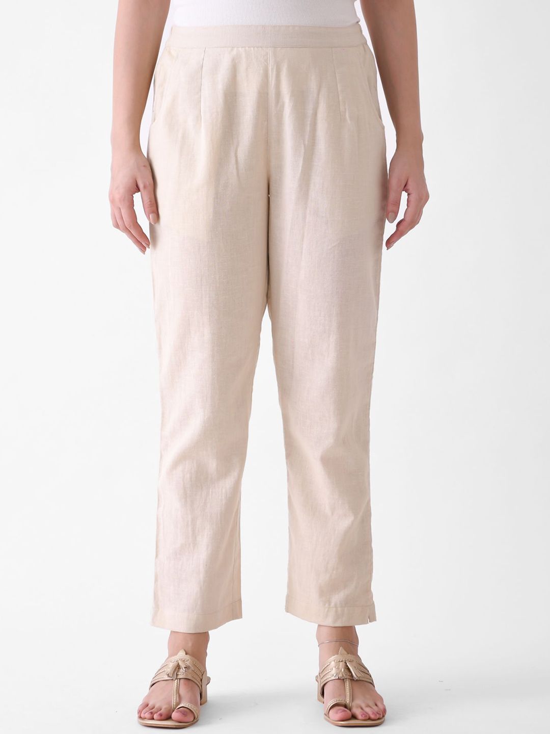 Rustorange Women Pure Cotton Mid-Rise Trouser