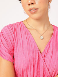 DressBerry Barbiecore Crinkled Cut-Out Back A-Line Mini Dress