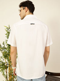 Thomas Scott Men Premium Cuban Collar Solid Oversized Casual Shirt