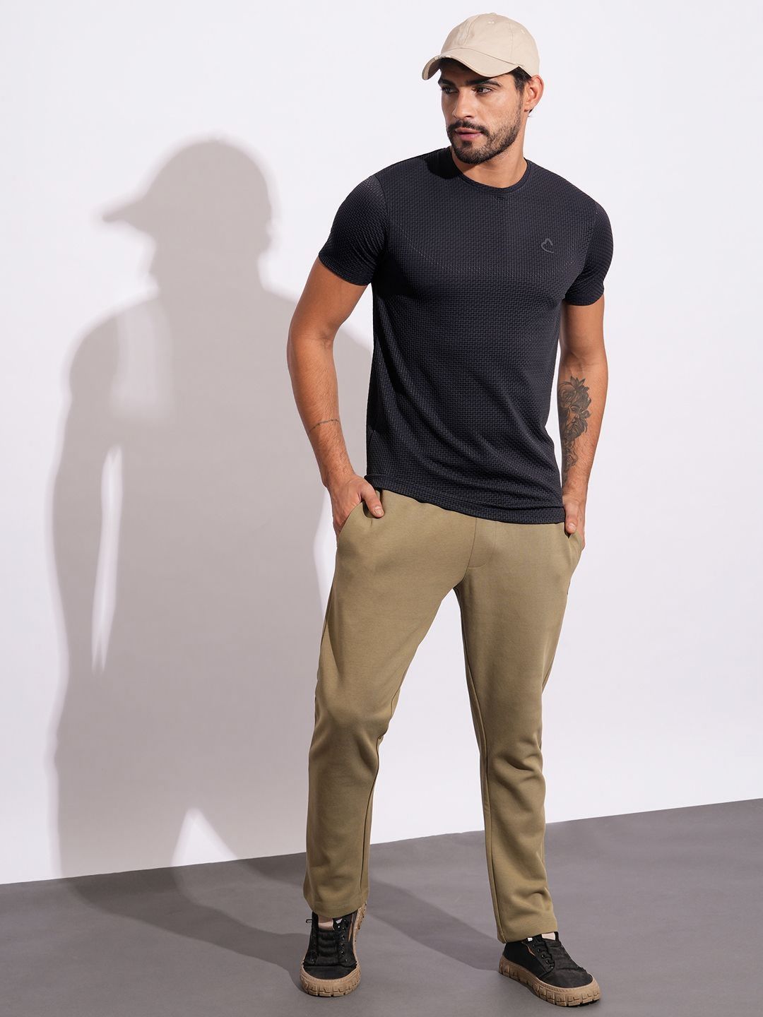 Being Human Men Self Design Round Neck Nylon Slim Fit T-shirt
