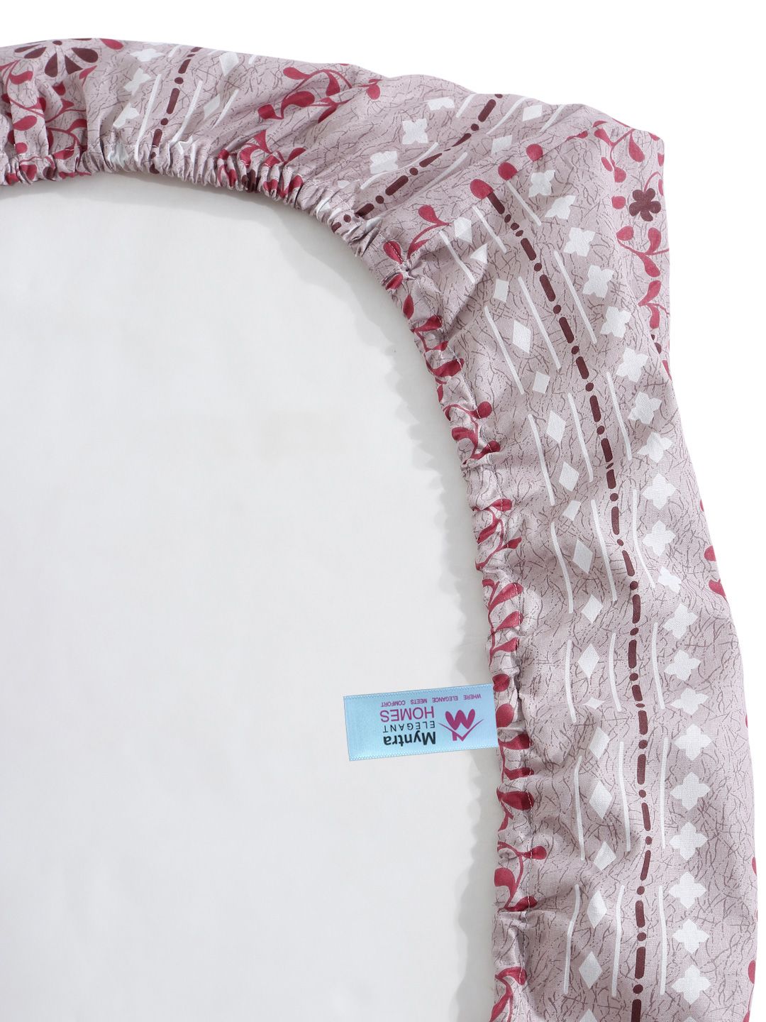 Myntra Elegant Homes Pink Printed Pure Cotton 400TC Fitted King Bedsheet Set 2.5 x 2.25m