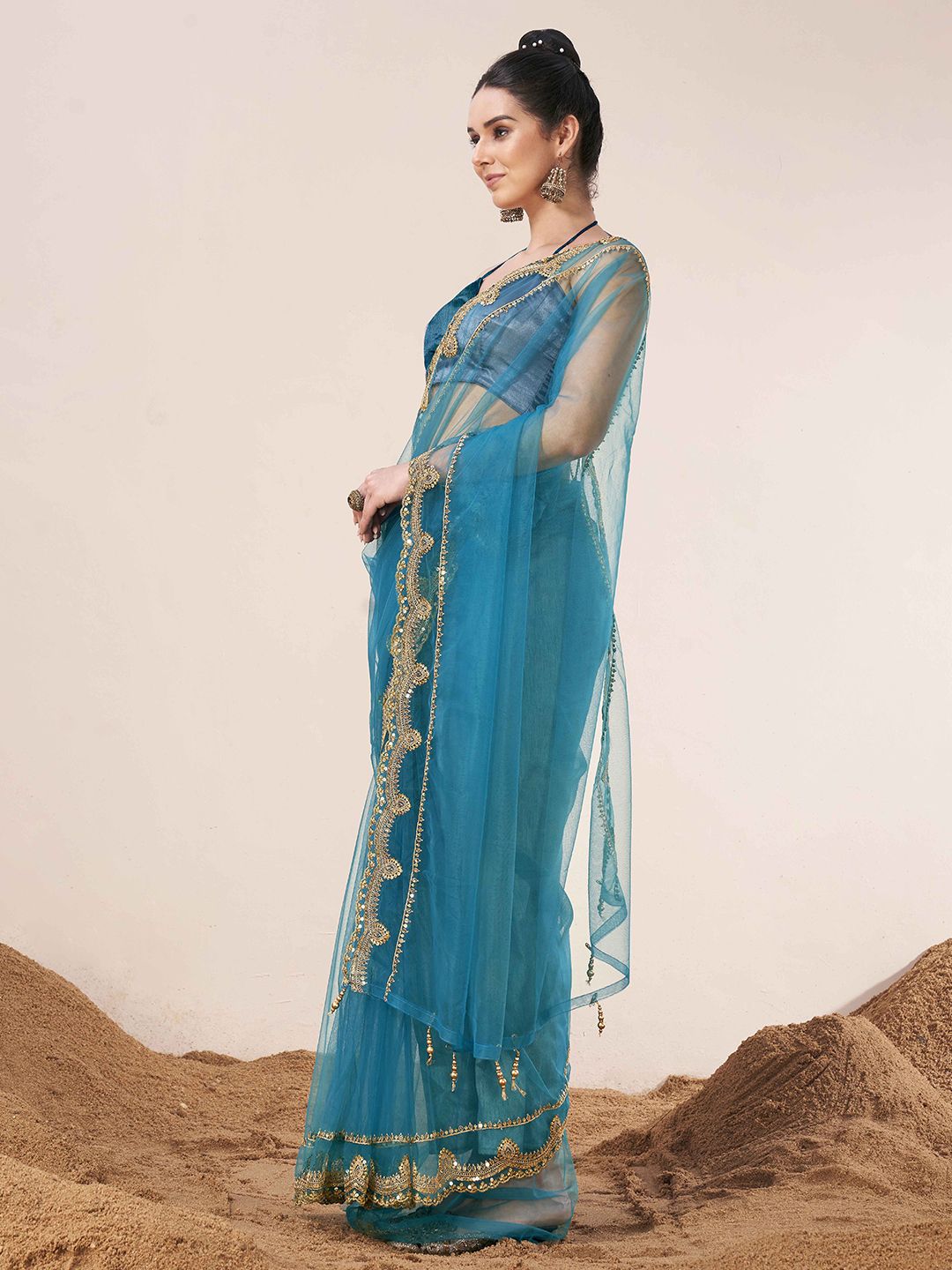 Tikhi Imli Sequinned Net Saree