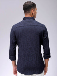 The Indian Garage Co Men Slim Fit Textured Jacquard Resortwear Shirt