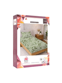 Myntra Elegant Homes Green Floral 300 TC Cadar Katil Bujang dengan 1 Sarung Bantal