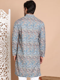 Jompers Men Floral Printed Chikankari Floral Kurta
