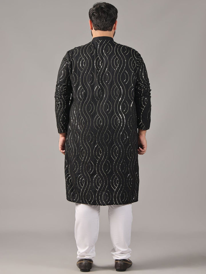SOJANYA PLUS Plus Size Men Floral Embroidered Pure Cotton Straight Kurta & Pyjamas