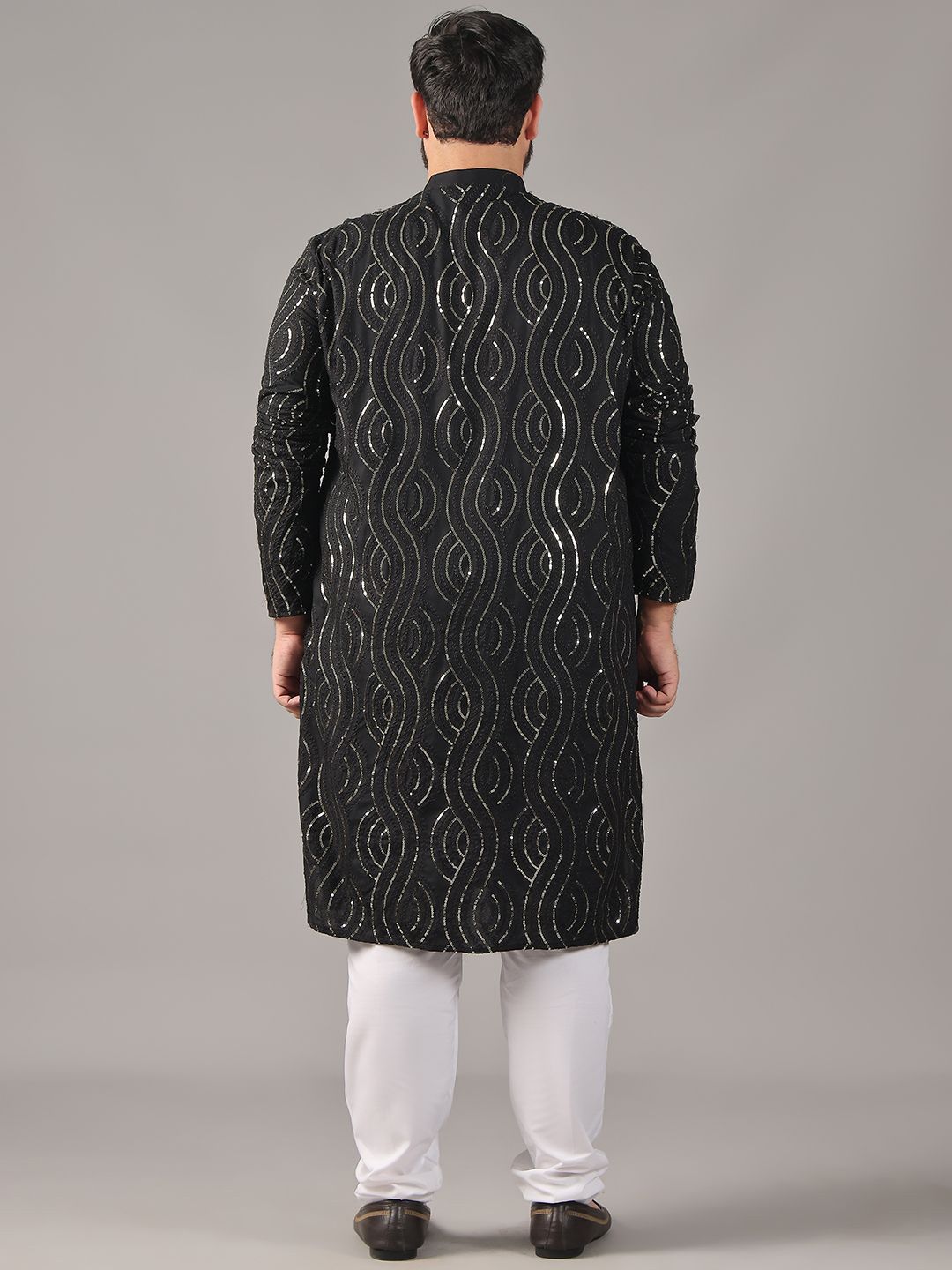 SOJANYA PLUS Plus Size Men Floral Embroidered Pure Cotton Straight Kurta & Pyjamas