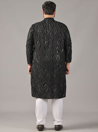 SOJANYA PLUS Plus Size Men Floral Embroidered Pure Cotton Straight Kurta & Pyjamas