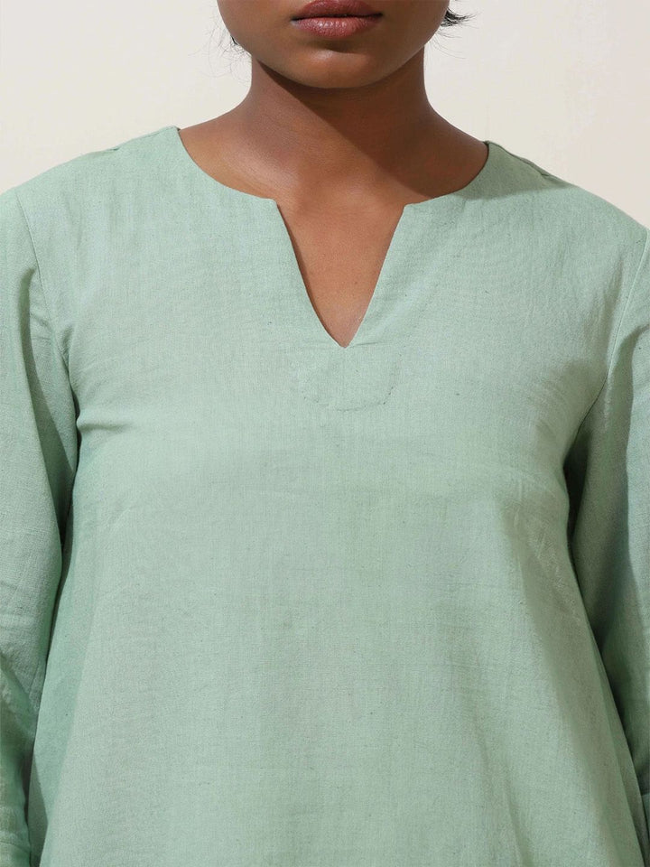 trueBrowns Mint Green Cotton Kurta Co-Ord Set