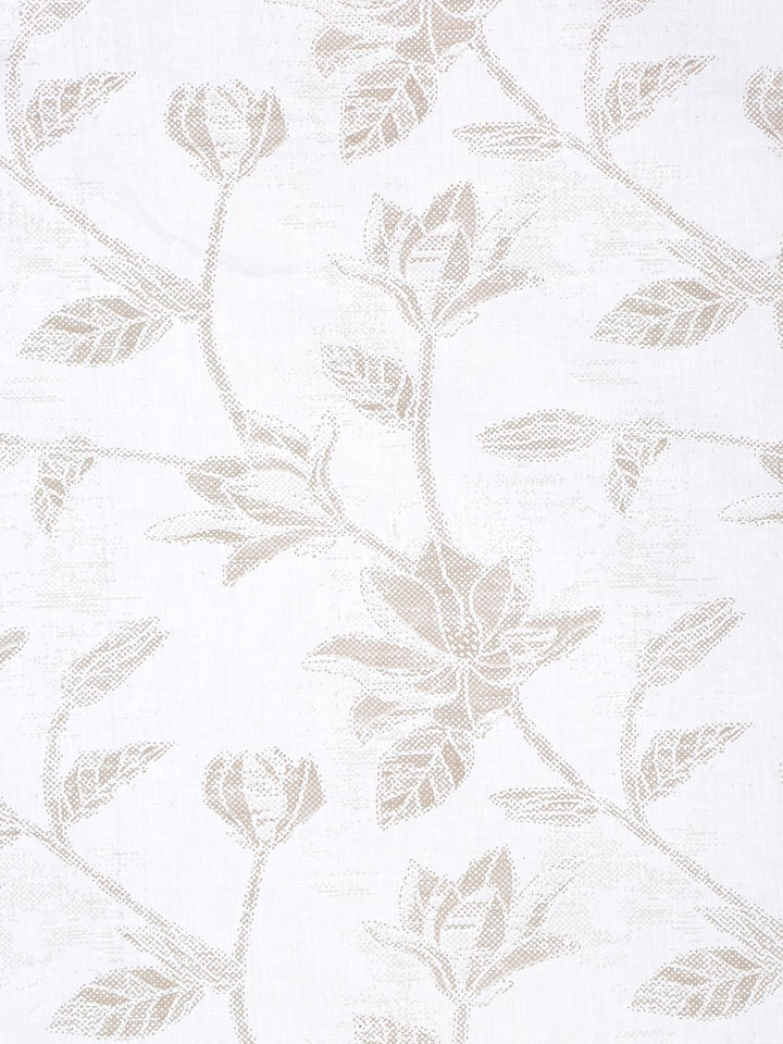 KLOTTHE White Floral Printed Fitted 400 TC Cotton Super King Bedsheet With 2 Pillow Covers