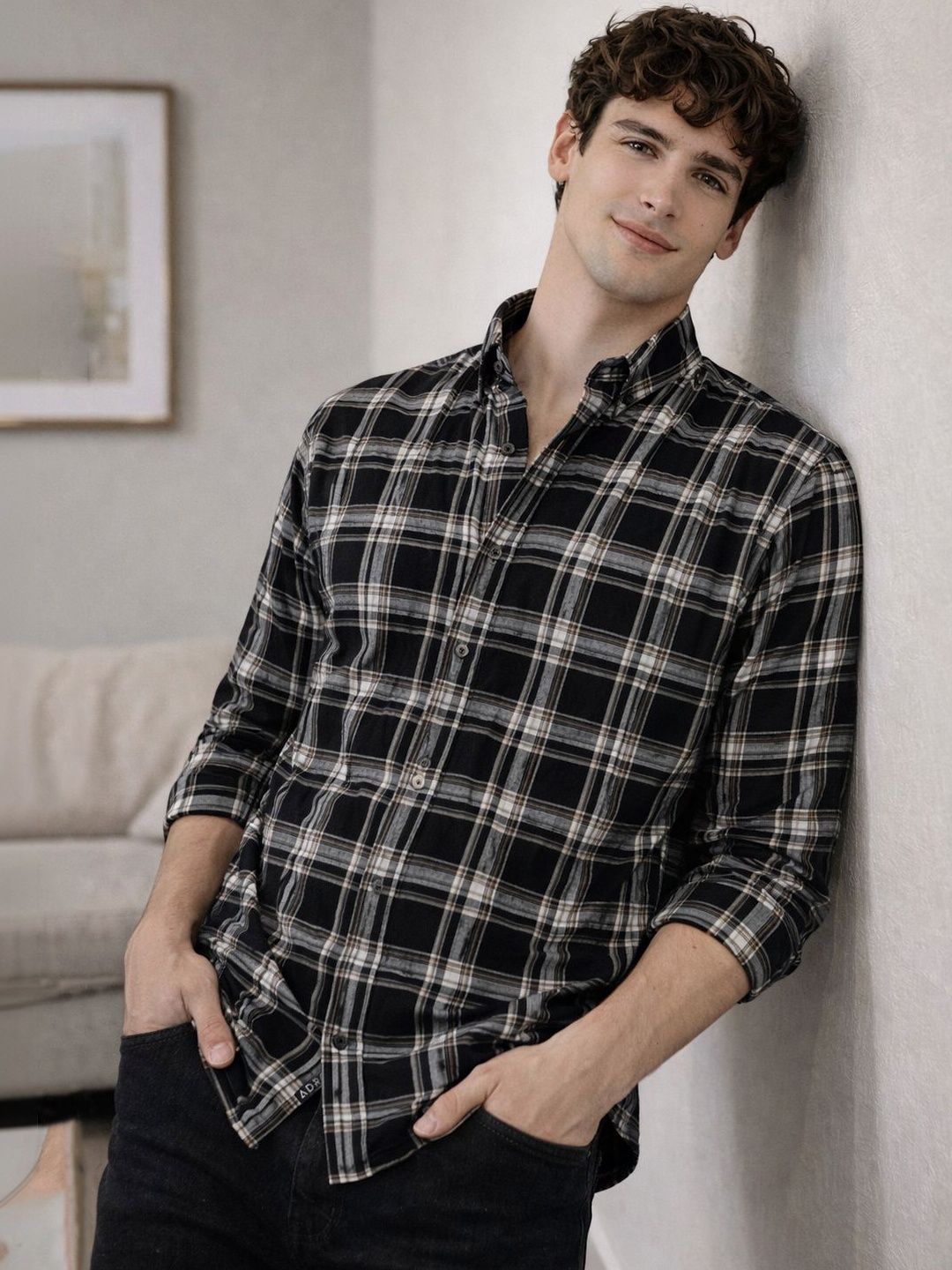 ADRO Men Standard Tartan Checks Checked Casual Shirt