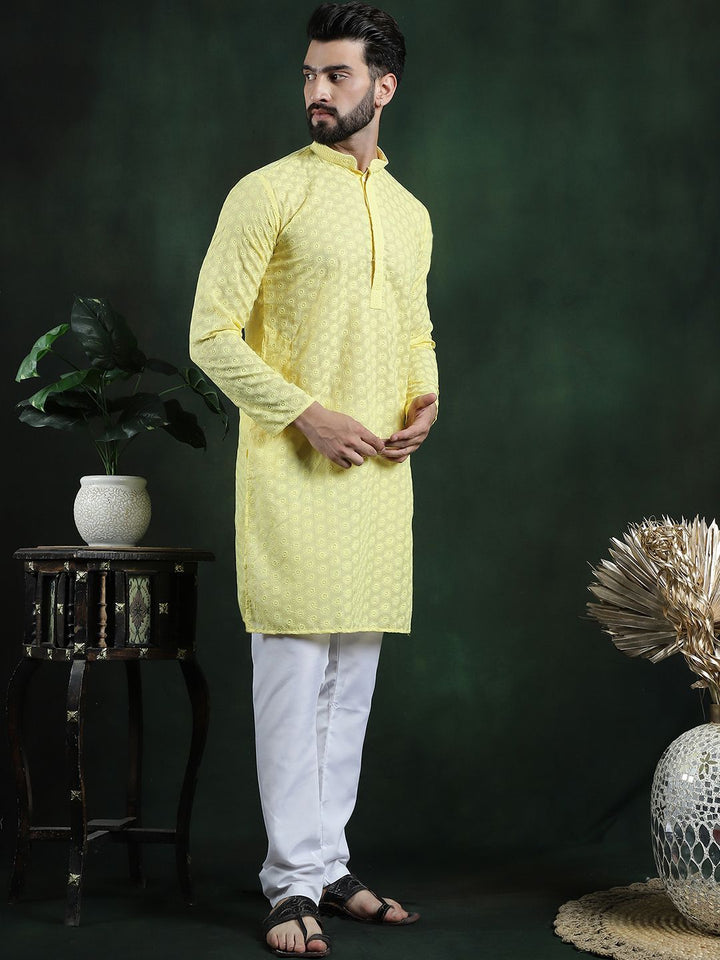 Anouk Ethnic Motifs Embroidered Regular Thread Work Pure Cotton Straight Kurta Set