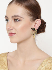 Anouk Gold Plated Cubic Zirconia Studded Contemporary Drop Earrings