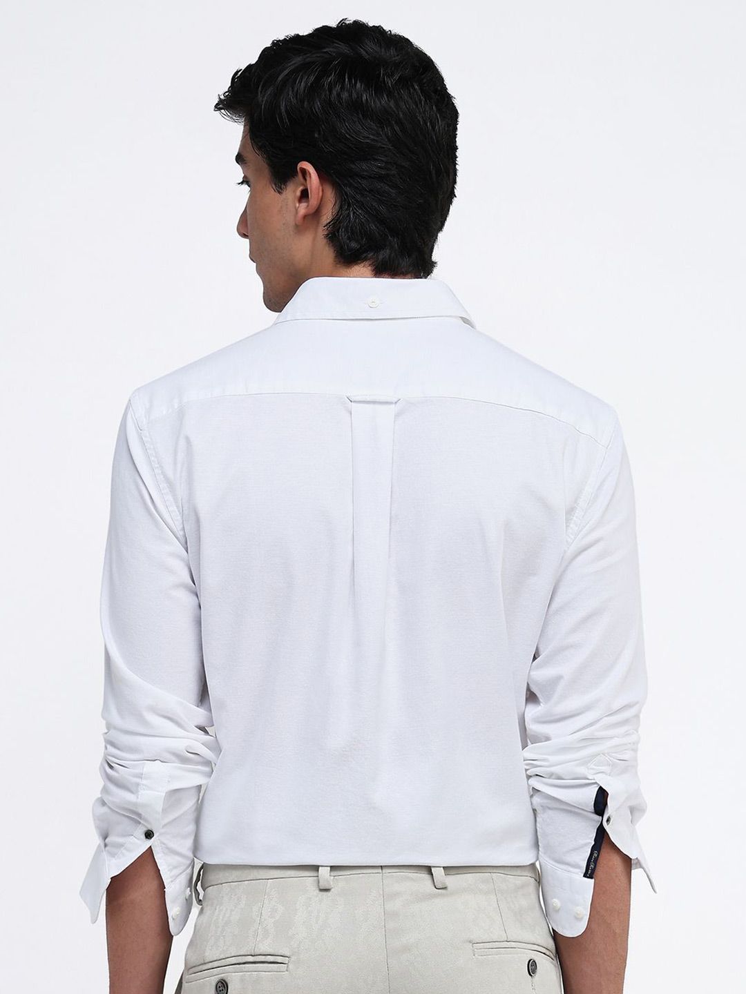 RARE RABBIT Men Comfort Spread Collar Solid Cotton Formal Shirt