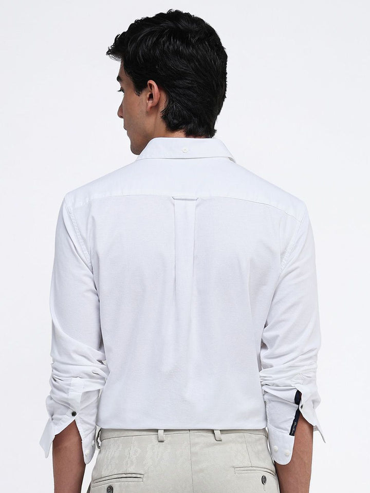 RARE RABBIT Men Comfort Spread Collar Solid Cotton Formal Shirt