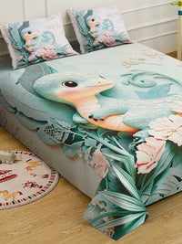 KLOTTHE Green 300 TC King Bedsheet with 2 Pillow Covers