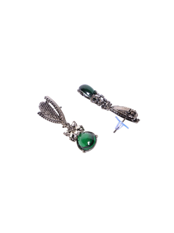 PANASH Silver-Plated Cubic Zirconia Studded Contemporary Drop Earrings