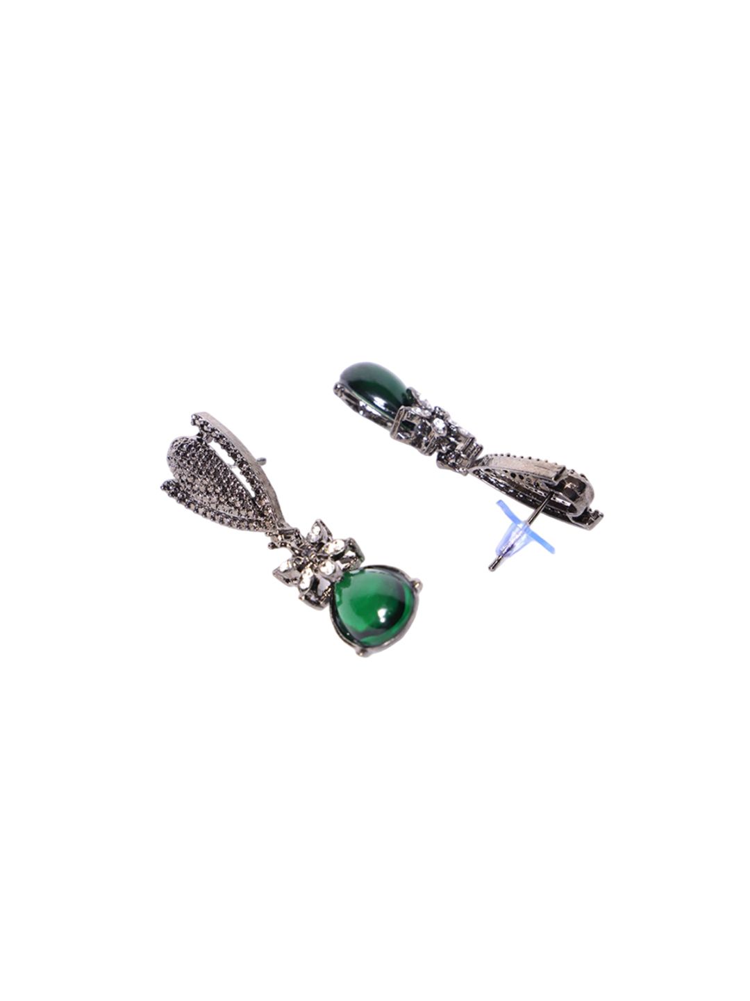 PANASH Silver-Plated Cubic Zirconia Studded Contemporary Drop Earrings