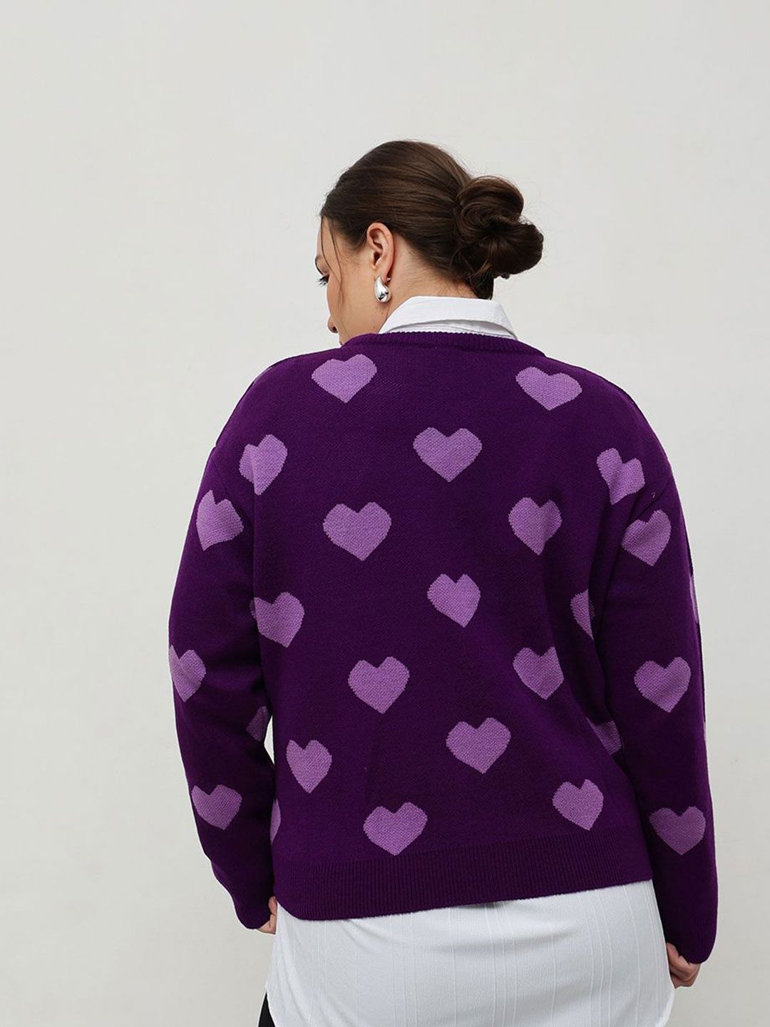 Wanita jalanan curvy ditambah saiz bercetak pullover