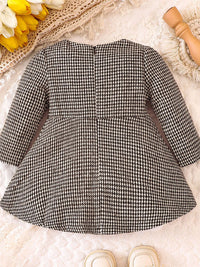 YK Girls Self Design Bow Detail Fit & Flare Dress