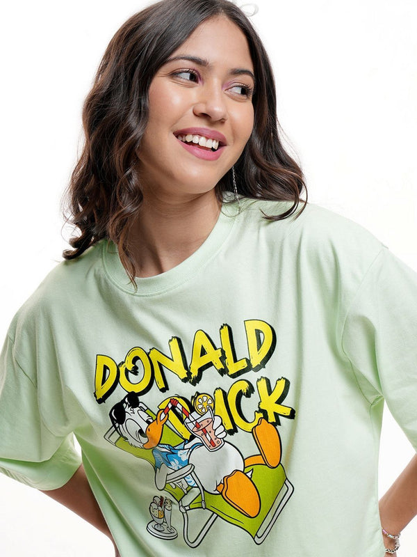 Tokyo Talkies Disney Women Donald Duck Printed Boxy Crop Tshirt
