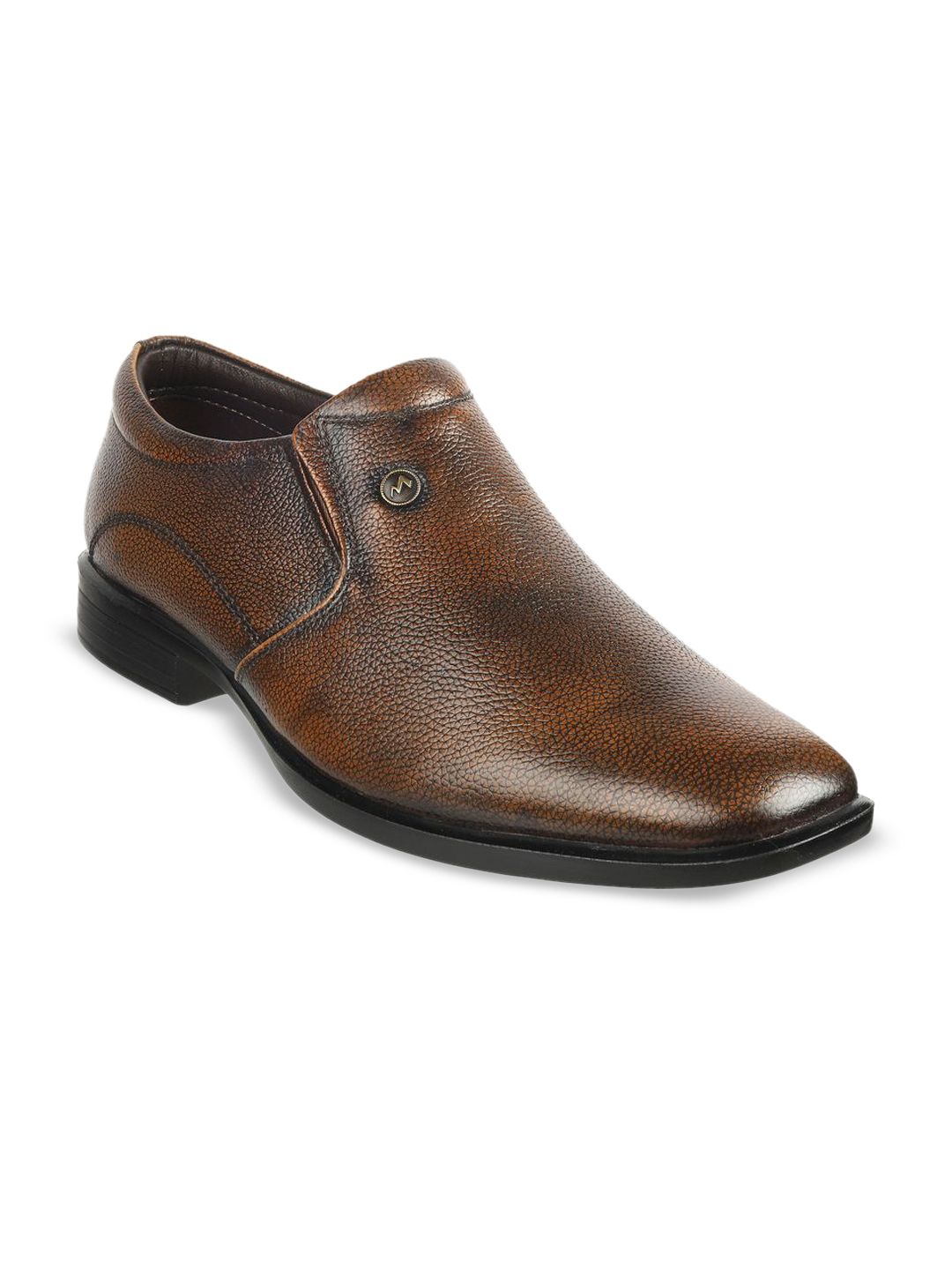 Metro Men Textured Leather Formal Slip-On Shoes