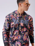 The Indian Garage Co Men Abstract Printed Hooded Sweatshirt