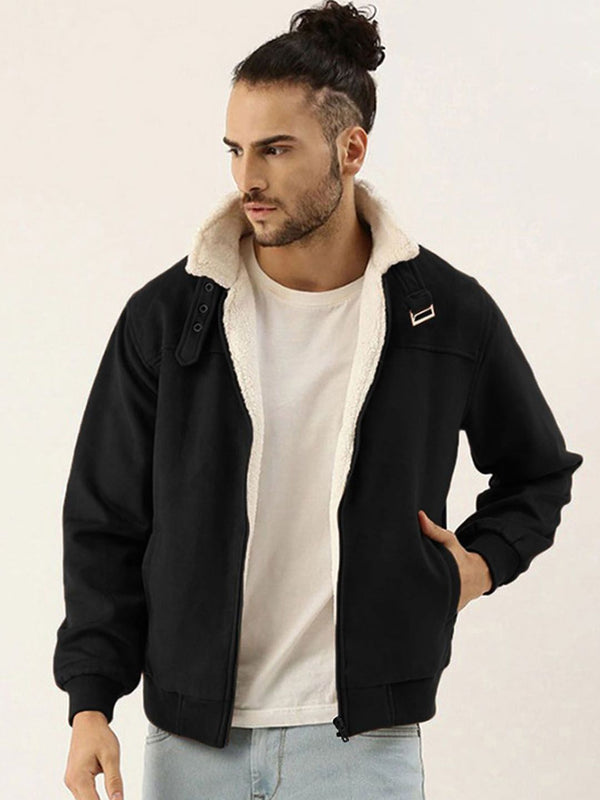 Campus Sutra Men Spread Collar Solid Casual Bomber Jacket