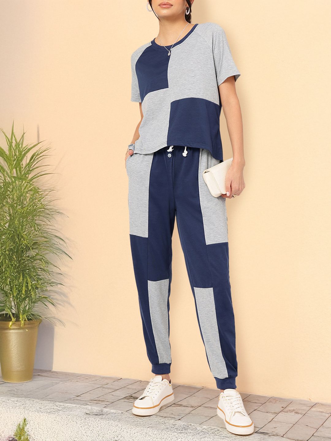 DressBerry Vibe Shift Colorblock Raglan Ease Co-Ord Set