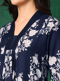 KALINI Women Floral Printed Regular Mirror Work Kurta with Palazzos & With Dupatta