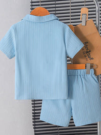 YK Boys Striped Shirt & Shorts Clothing Set