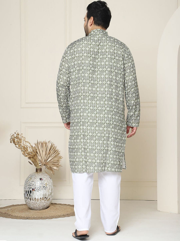 SOJANYA PLUS Floral Printed Mandarin Collar Pure Cotton Straight Kurta with Pyjamas