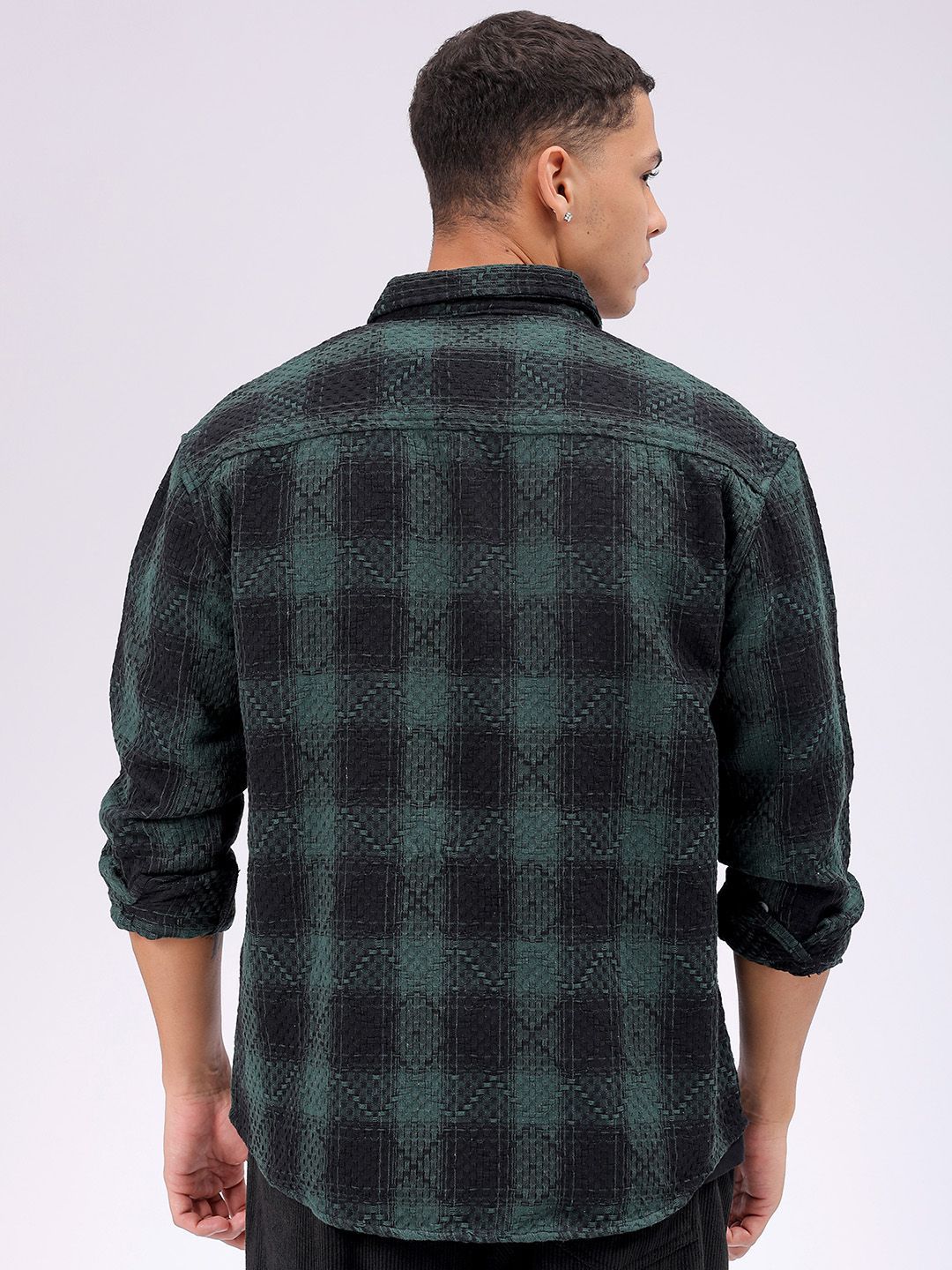 The Indian Garage Co Men Relaxed Fit Textured Checked Resortwear Shirt