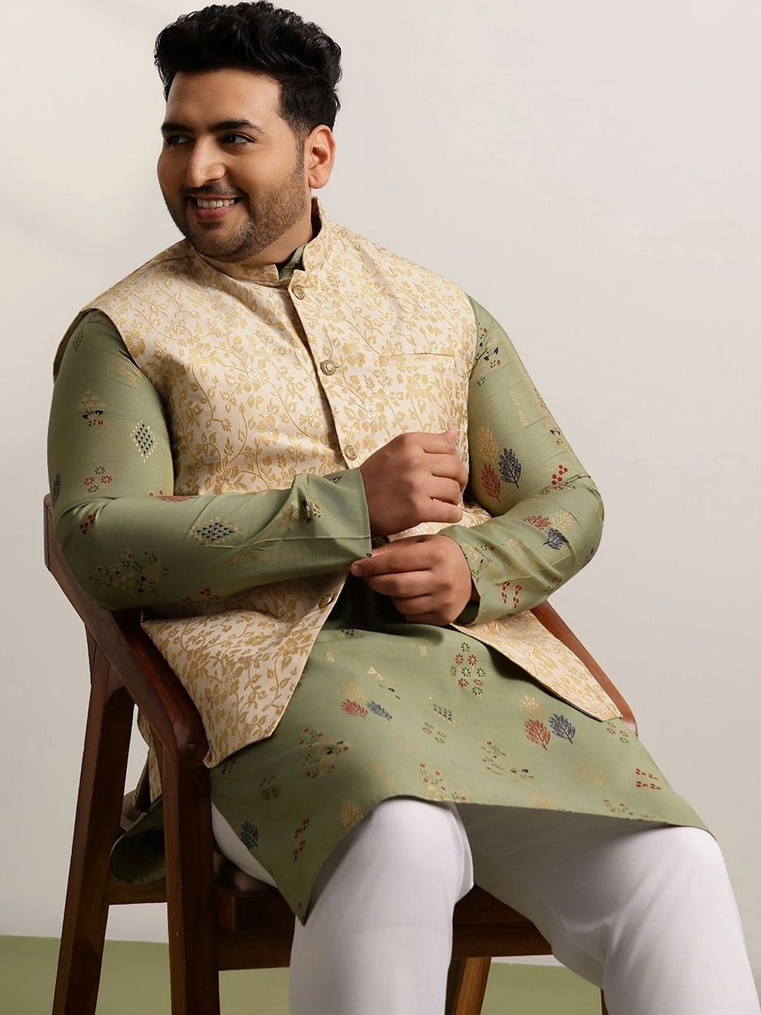 SOJANYA PLUS Woven Design Brocade Nehru Jackets