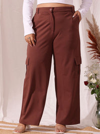 CURVY STREET Women Relaxed Straight Fit Cargos Trousers