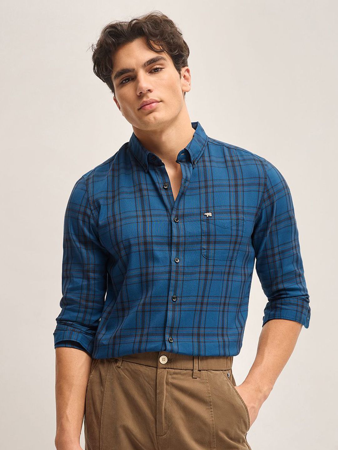 THE BEAR HOUSE Men Slim Fit Tartan Checks Opaque Checked Casual Shirt