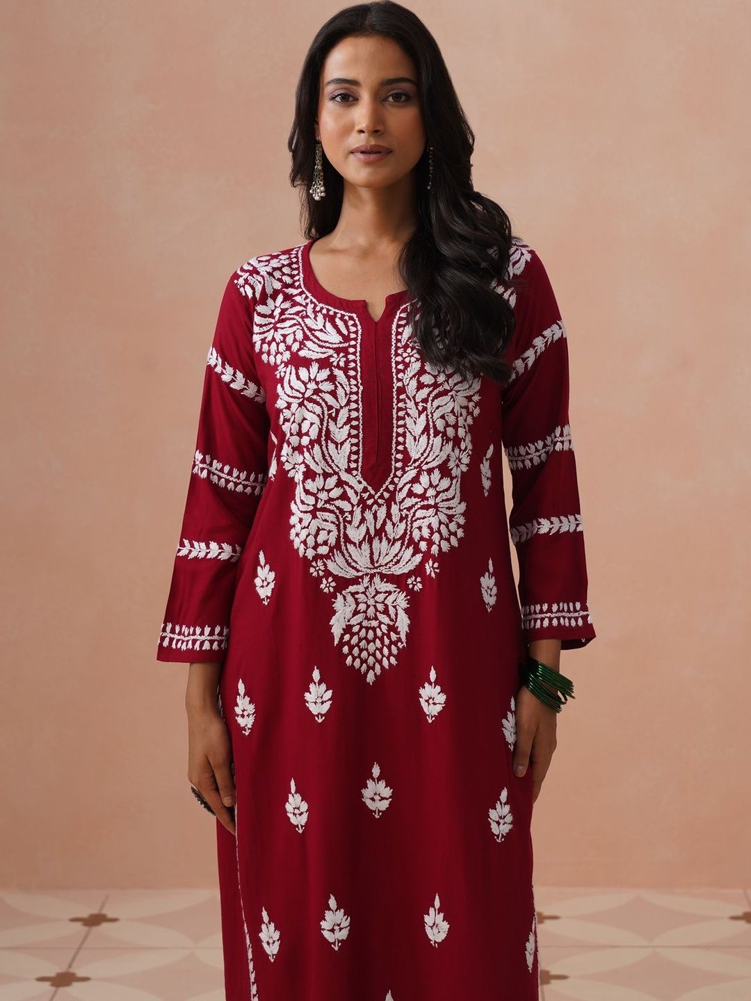 House of Chikankari Women Ethnic Motifs Embroidered Thread Work Kurta