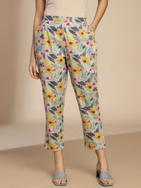 KALINI Floral Printed Pure Cotton Top With Trousers Co-Ords