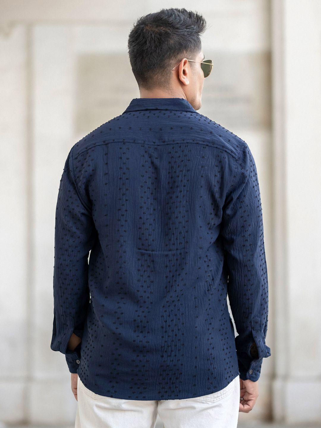 Powerlook Men Spread Collar Textured Casual Shirt