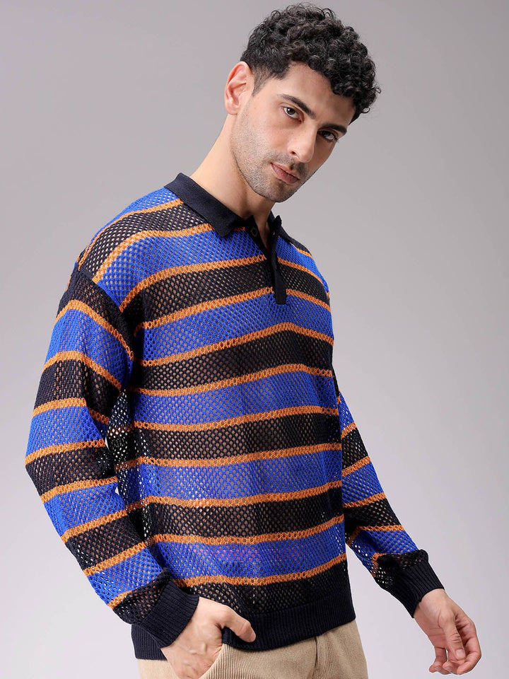 The Indian Garage Co Men Long Sleeves Striped Pullover