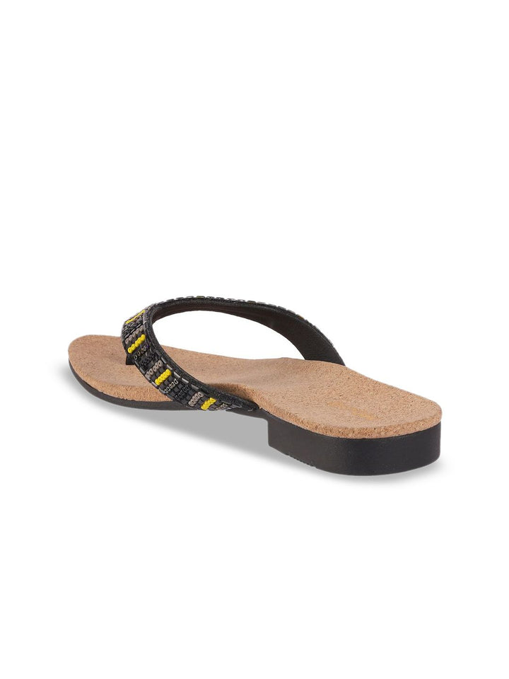 Mochi Women Ethnic Open Toe T-Strap Flats