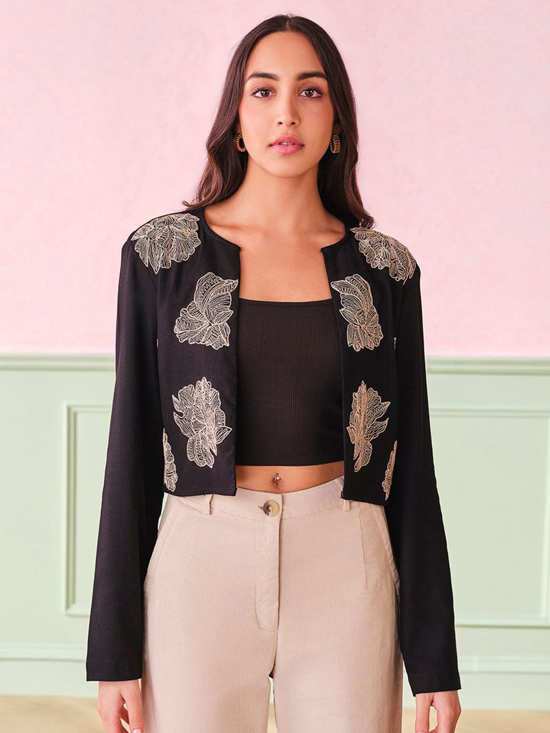 AND Printed Open Front Shrug