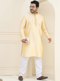 SOJANYA PLUS Woven Design Mandarin Collar Regular Straight Kurta with Pyjamas